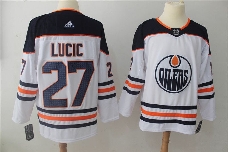 Men Edmonton Oilers #27 Lucic White Hockey Stitched Adidas NHL Jerseys